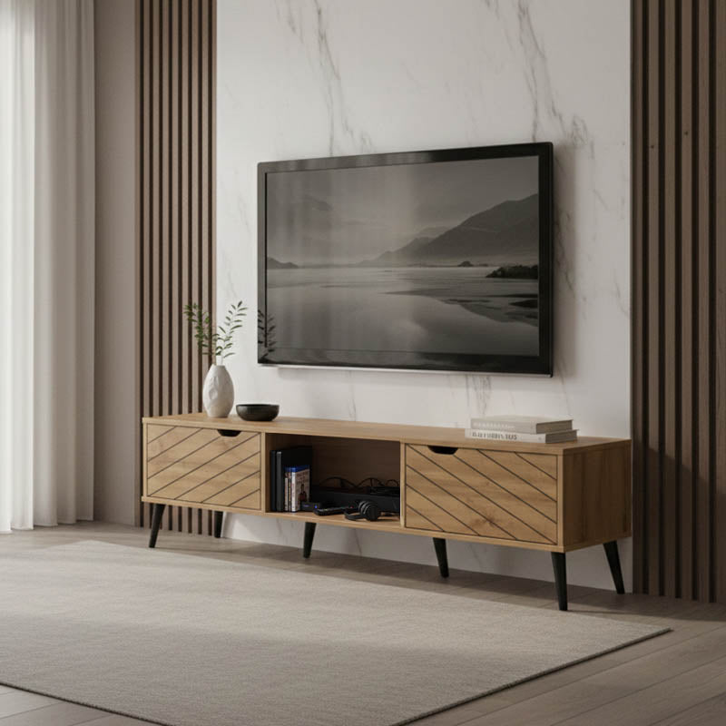 Έπιπλο τηλεόρασης Thelma oak μελαμίνης 150x40x41.6εκ