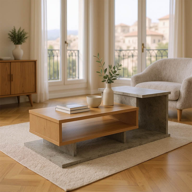 Τραπέζι σαλονιού Nuvele σε γκρι antique-sonoma απόχρωση 90x50x35εκ