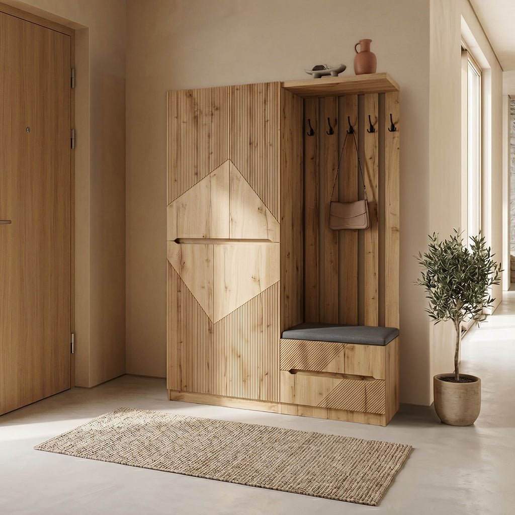 Έπιπλο εισόδου Zomie σε oak απόχρωση 131x41.5x180.4εκ
