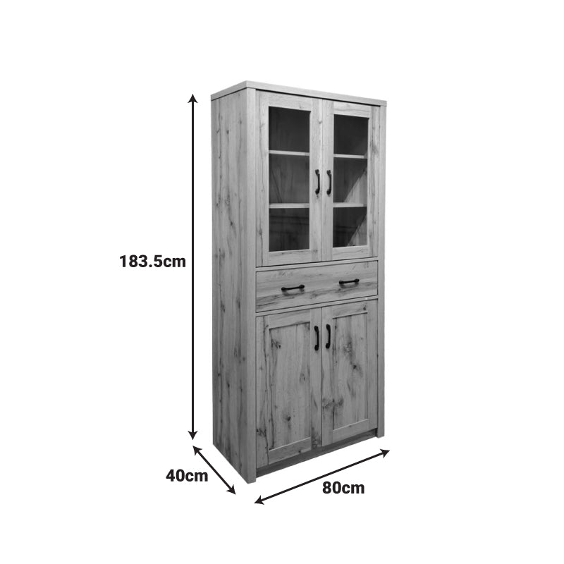 Βιτρίνα-ντουλάπα Nisso σε oak απόχρωση 80x40x183.5εκ