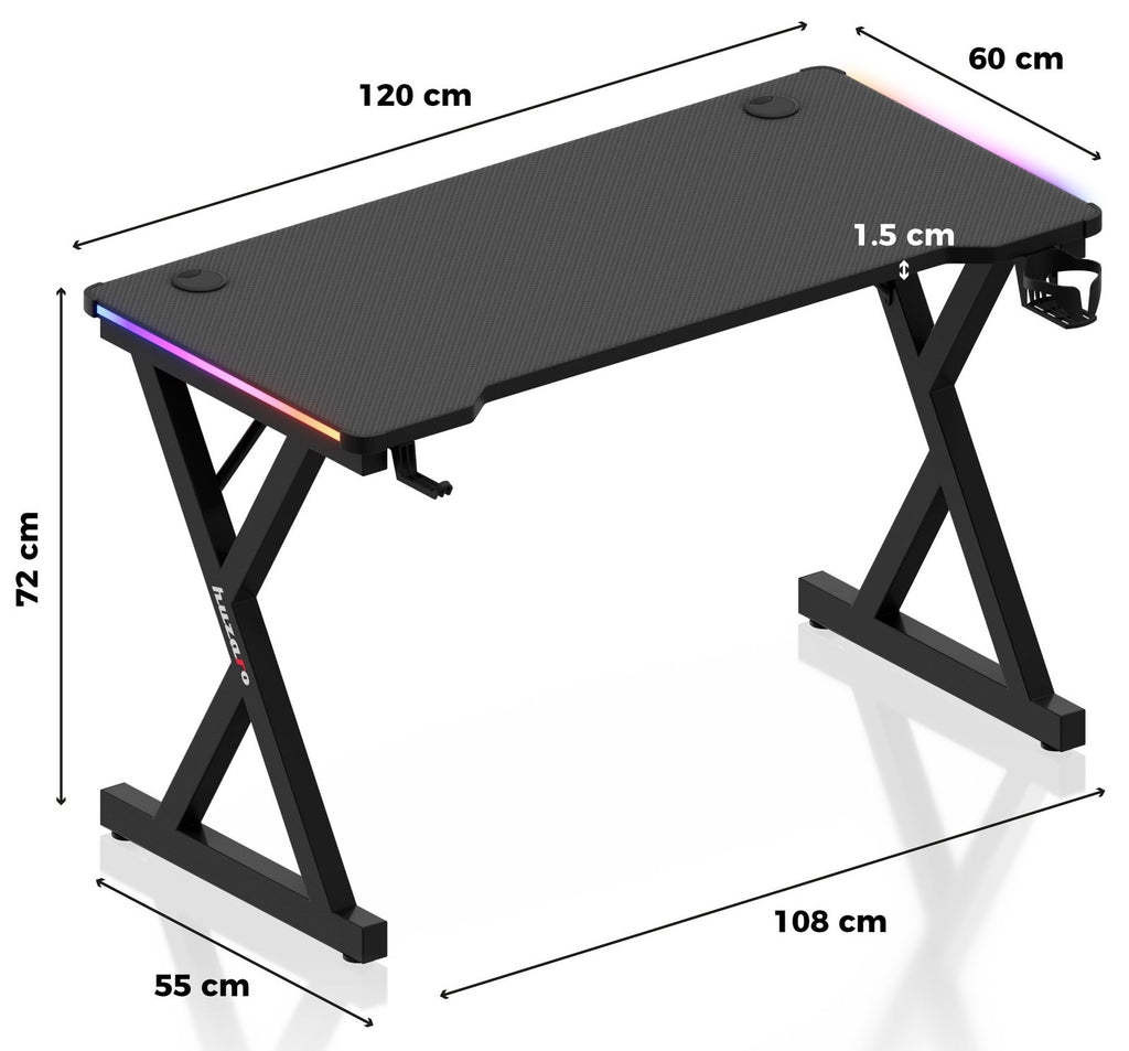 Γραφείο Gaming Hero 2.3 RGB – Μαύρο