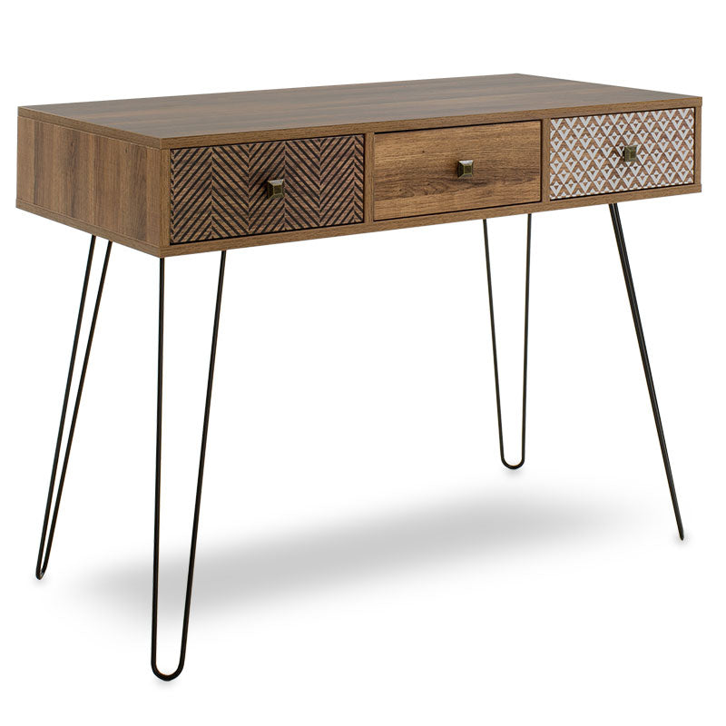 Κονσόλα Boho καρυδί με μεταλλικά πόδια 100x50,5x74,5εκ