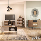 Κονσόλα Boho καρυδί με μεταλλικά πόδια 100x50,5x74,5εκ