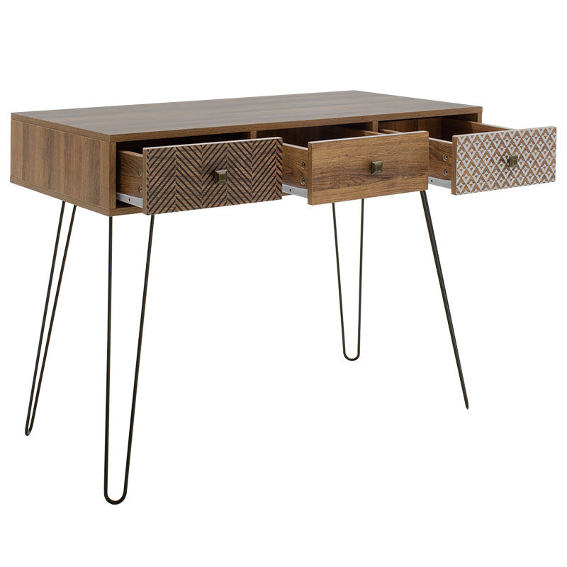 Κονσόλα Boho καρυδί με μεταλλικά πόδια 100x50,5x74,5εκ
