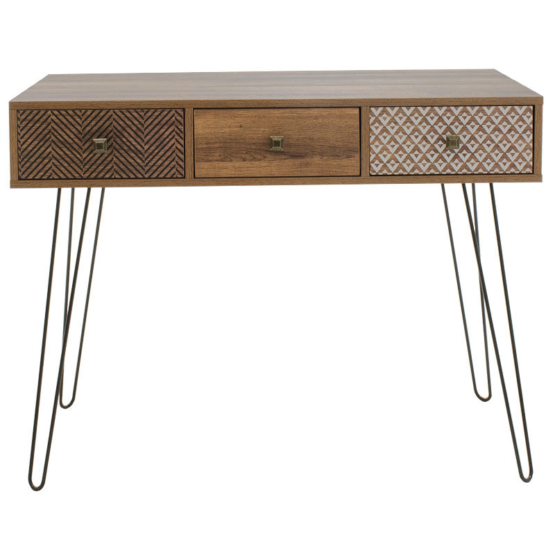 Κονσόλα Boho καρυδί με μεταλλικά πόδια 100x50,5x74,5εκ