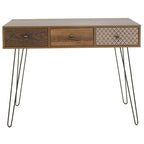 Κονσόλα Boho καρυδί με μεταλλικά πόδια 100x50,5x74,5εκ