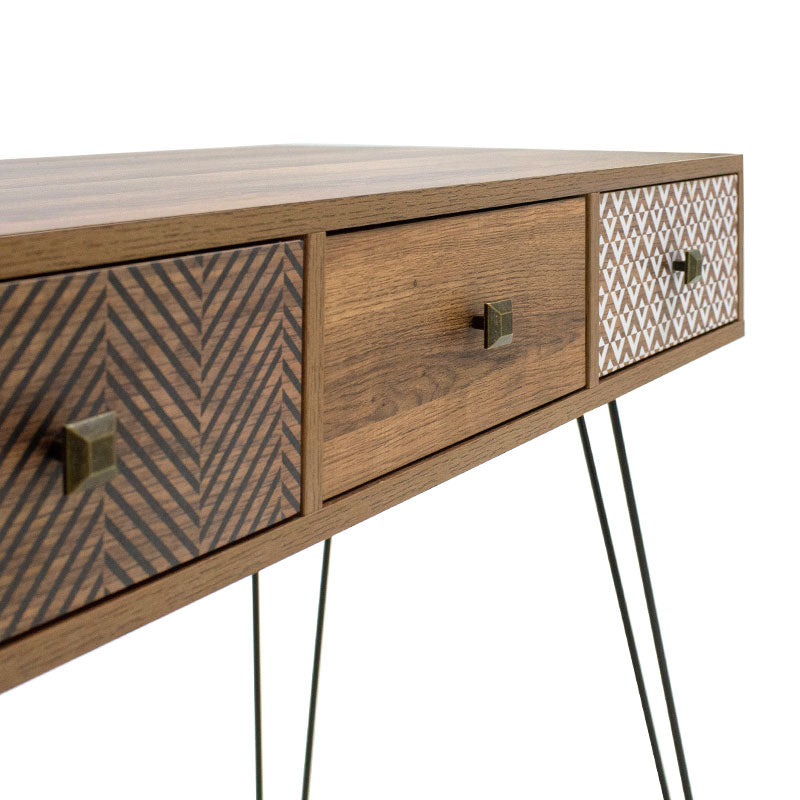 Κονσόλα Boho καρυδί με μεταλλικά πόδια 100x50,5x74,5εκ