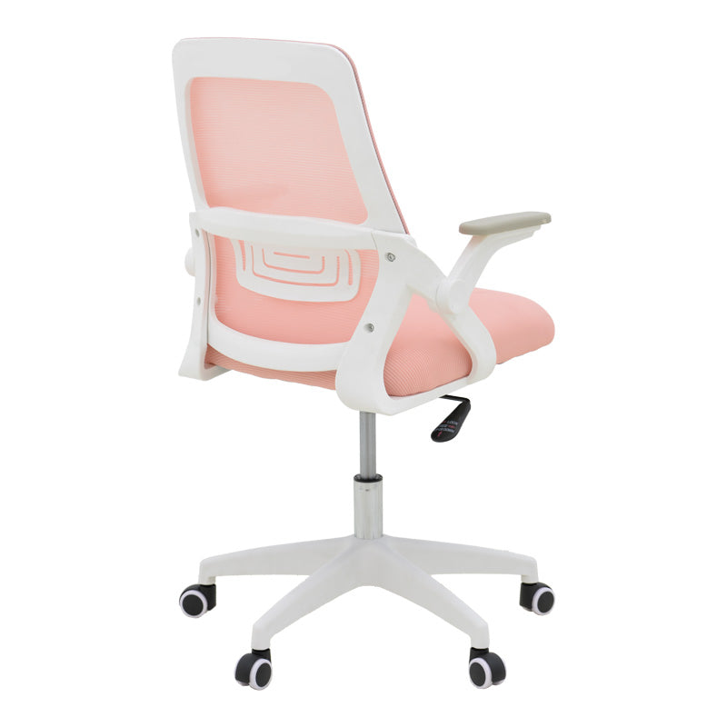 Καρέκλα γραφείου Reji mesh ύφασμα ροζ-σκελετός λευκό 58x60x89-99εκ