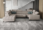 Γωνιακός καναπές Calyra Max I Relax Lthr-Γκρεζ-Αριστερή