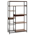 Ραφιέρα επιδαπέδια Leena μέταλλο dark oak-μαύρο 80x30x142εκ