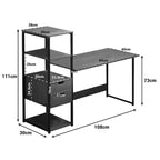 Γραφείο Zayn ΙΙ με ραφιέρα-MDF καρυδί-μαύρο 108x40x111εκ