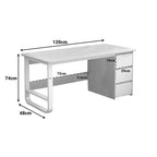 Γραφείο Salto με συρταριέρα-MDF γκρι-λευκό 120x48x74εκ