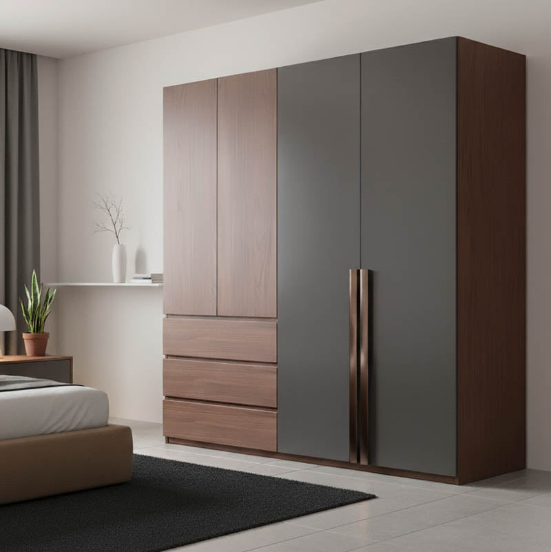 Ντουλάπα Sonlen σε καρυδί-ανθρακί απόχρωση 160x52x195εκ