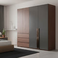 Ντουλάπα Sonlen σε καρυδί-ανθρακί απόχρωση 160x52x195εκ