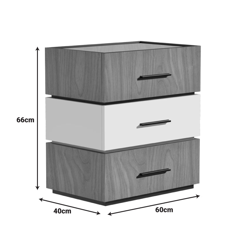 Κομοδίνο Sonlen mdf σε καρυδί-μπεζ απόχρωση 60x40x66εκ
