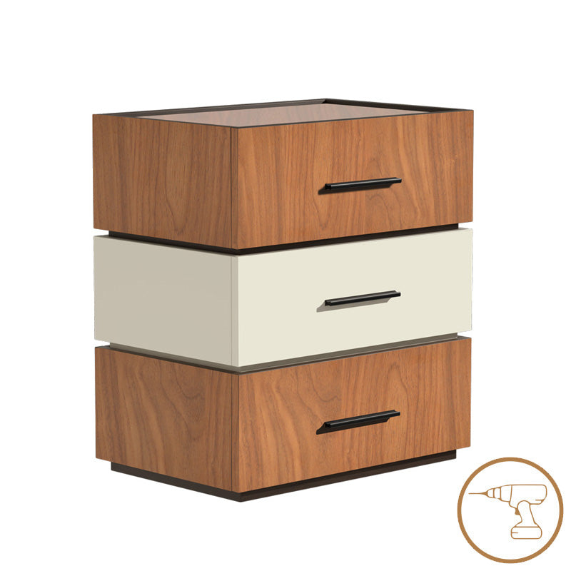 Κομοδίνο Sonlen mdf σε καρυδί-μπεζ απόχρωση 60x40x66εκ