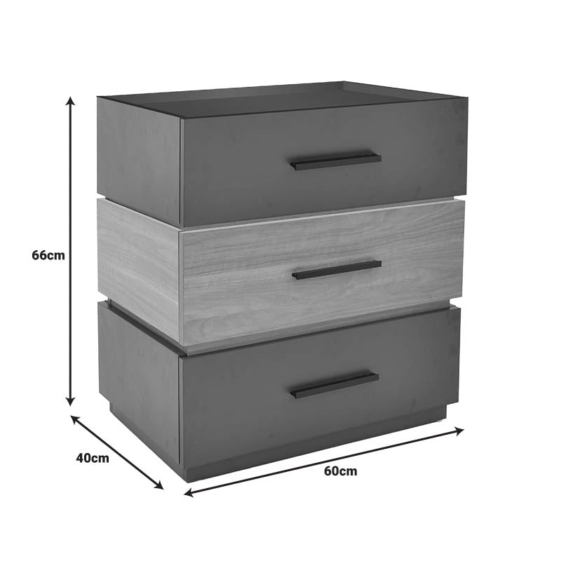 Κομοδίνο Sonlen mdf σε sonoma-ανθρακί απόχρωση 60x40x66εκ