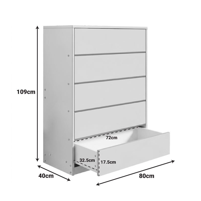 Συρταριέρα Kuanger mdf σε λευκή απόχρωση 80x40x109εκ