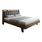 Κρεβάτι Frankly mdf-pu σε καρυδί-μαύρο απόχρωση 150x200εκ
