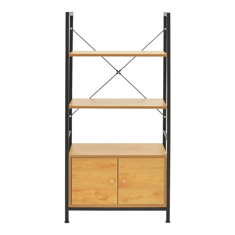 Ραφιέρα επιδαπέδια με ντουλάπι Kuili μέταλλο μαύρο-mdf σε oak απόχρωση 60x36x121εκ