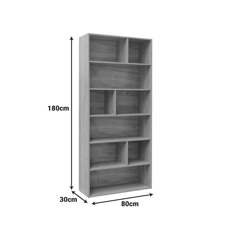 Βιβλιοθήκη Evergin mdf σε oak απόχρωση 80x30x180εκ
