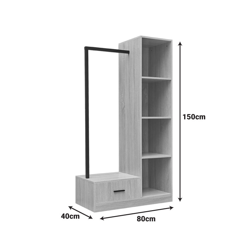 Έπιπλο εισόδου Erdeco mdf σε φυσική απόχρωση 80x40x150εκ