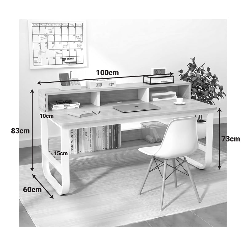 Γραφείο εργασίας Evrepy mdf σε oak απόχρωση με λευκό μέταλλο 100x60x83εκ