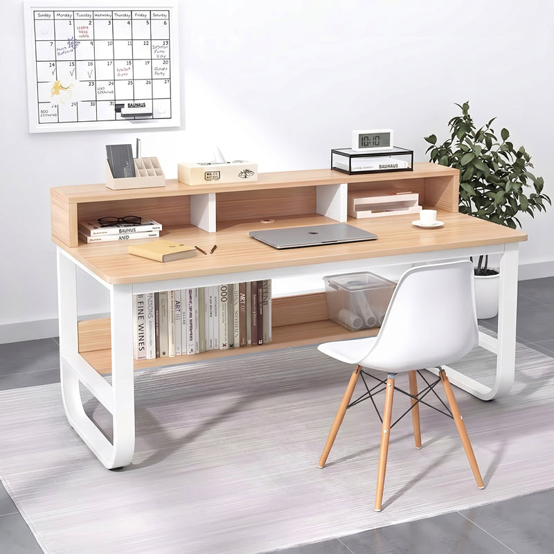Γραφείο εργασίας Evrepy mdf σε oak απόχρωση με λευκό μέταλλο 100x60x83εκ