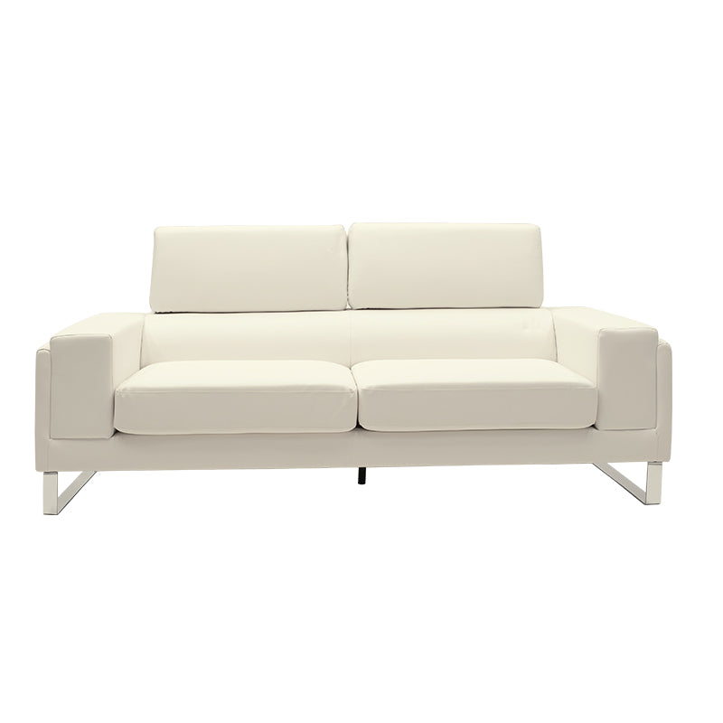 Καναπές Shea 3θέσιος PU ivory-inox 198x80x87εκ