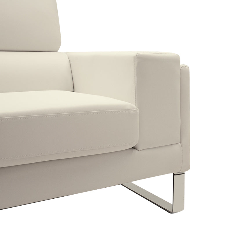 Καναπές Shea 3θέσιος PU ivory-inox 198x80x87εκ