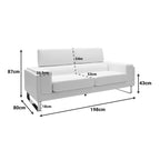 Καναπές Shea 3θέσιος PU ivory-inox 198x80x87εκ