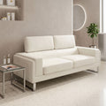 Καναπές Shea 3θέσιος PU ivory-inox 198x80x87εκ