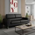 Καναπές Shea 3θέσιος pu μαύρο-inox 198x80x87εκ
