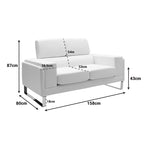Καναπές Shea 2θέσιος PU ivory-inox 158x80x87εκ