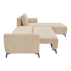 Kαναπές κρεβάτι τριθέσιος αναστρέψιμος Settee ύφασμα με αποθηκευτικό χώρο σε μπεζ απόχρωση 286x204x93εκ