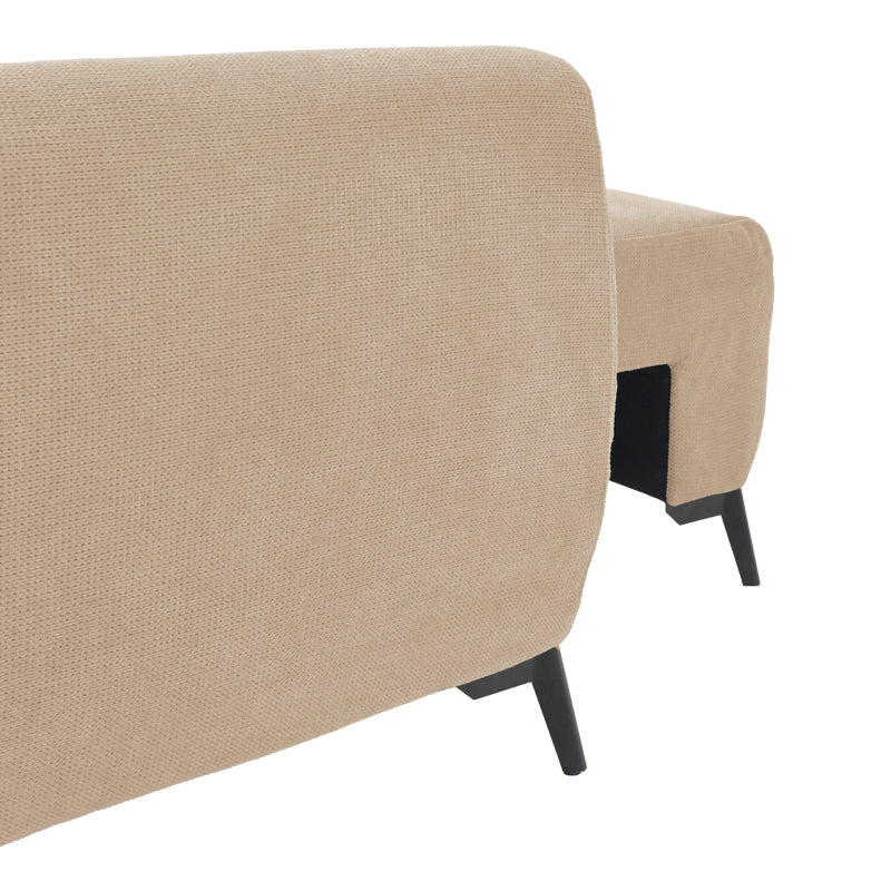Kαναπές κρεβάτι τριθέσιος αναστρέψιμος Settee ύφασμα με αποθηκευτικό χώρο σε μπεζ απόχρωση 286x204x93εκ