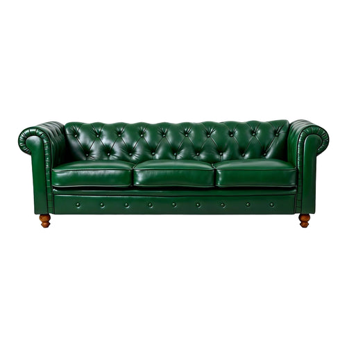 Kαναπές τριθέσιος τ. Chesterfield pu κυπαρισσί 203x84x67εκ