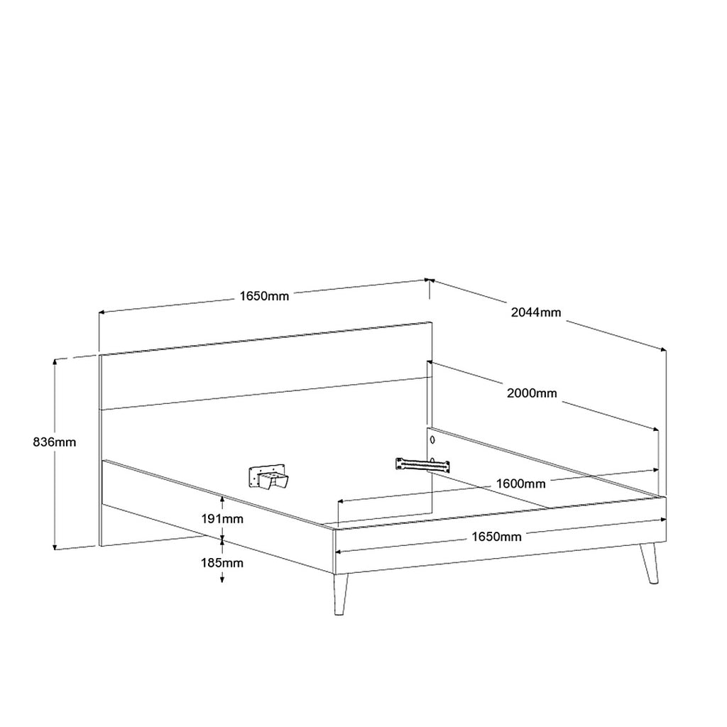 Κρεβάτι Randers-Φυσικό-Λευκό-160 x 200