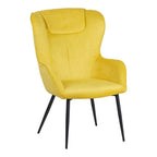 Πολυθρόνα με υποπόδιο Rueda βελούδο σε κίτρινη απόχρωση με μαύρα μεταλλικά πόδια 71.5x66.5x99εκ