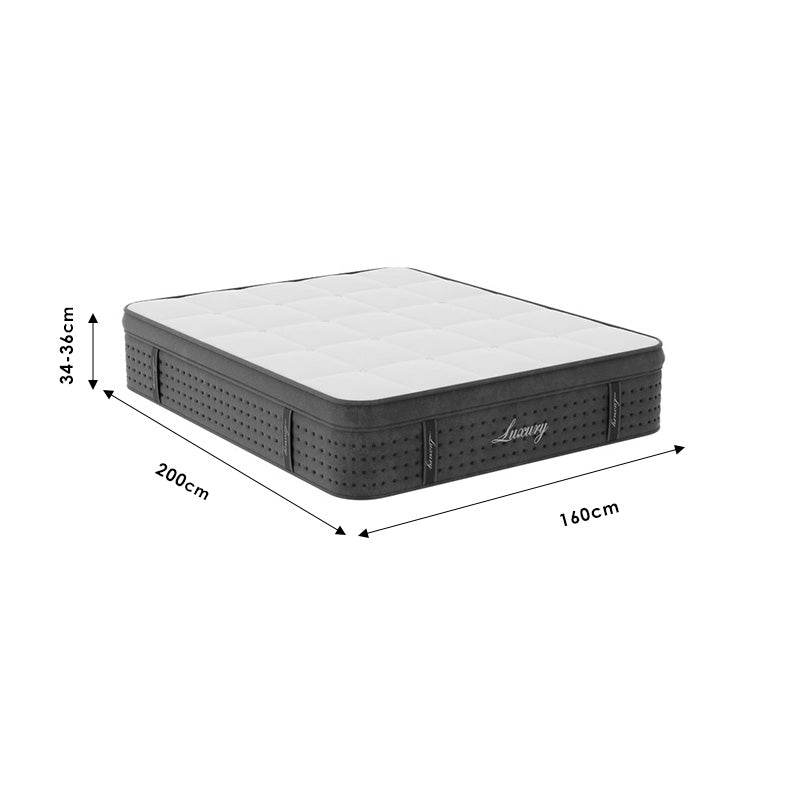 Στρώμα Luxury pocket spring+gel memory foam+latex μονής όψης aloe vera 34-36cm 160x200εκ
