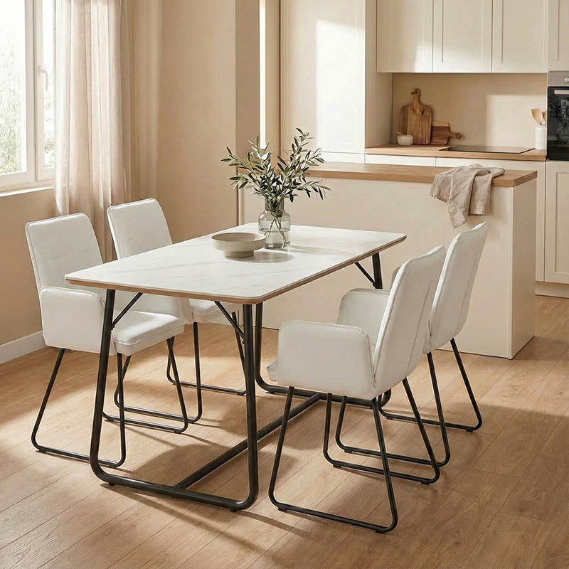 Τραπέζι Revello sintered stone λευκό μαρμάρου-μαύρο 150x90x75εκ