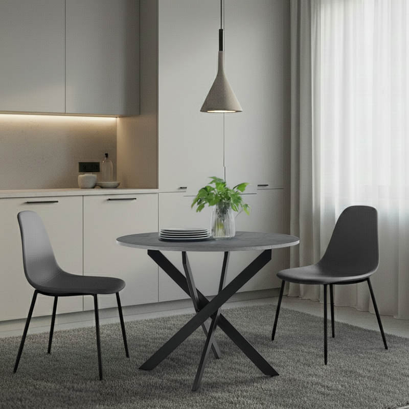 Τραπέζι Dammero mdf σε ανθρακί απόχρωση με πόδι μαύρο μέταλλο Φ100x75εκ