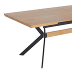 Τραπέζι Jessamy επεκτεινόμενο MDF 43mm σε φυσική απόχρωση και πόδι μεταλλικό μαύρο 160/200x90x76εκ