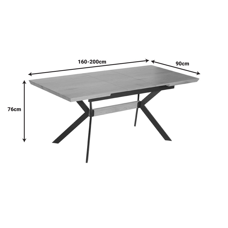 Τραπέζι Jessamy επεκτεινόμενο MDF 43mm σε φυσική απόχρωση και πόδι μεταλλικό μαύρο 160/200x90x76εκ