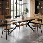 Τραπέζι Jessamy επεκτεινόμενο MDF 43mm σε φυσική απόχρωση και πόδι μεταλλικό μαύρο 160/200x90x76εκ