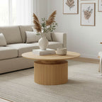 Τραπέζι σαλονιού Opols mdf σε φυσική απόχρωση Φ90x42εκ