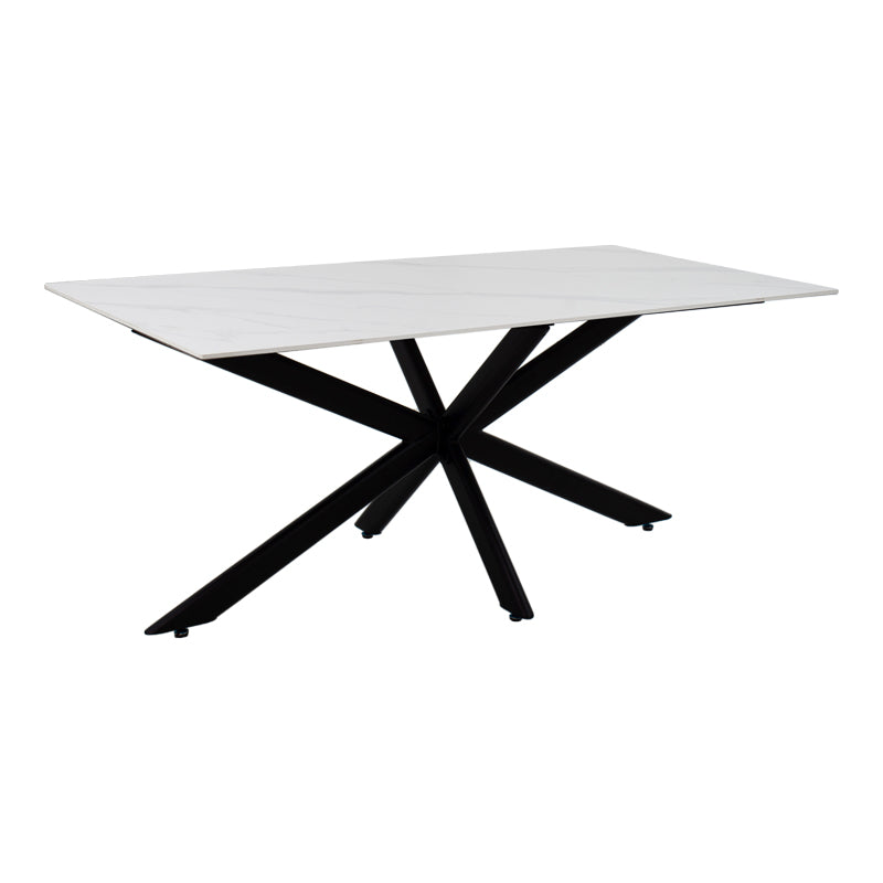Τραπέζι Bethan sintered stone λευκό-μαύρα μεταλλικά πόδια 180x90x75εκ