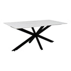 Τραπέζι Bethan sintered stone λευκό-μαύρα μεταλλικά πόδια 180x90x75εκ