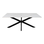 Τραπέζι Bethan sintered stone λευκό-μαύρα μεταλλικά πόδια 180x90x75εκ
