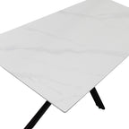 Τραπέζι Bethan sintered stone λευκό-μαύρα μεταλλικά πόδια 180x90x75εκ